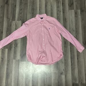 Dress Shirt Polo Ralph Lauren Button XL Red White Stripes Mens